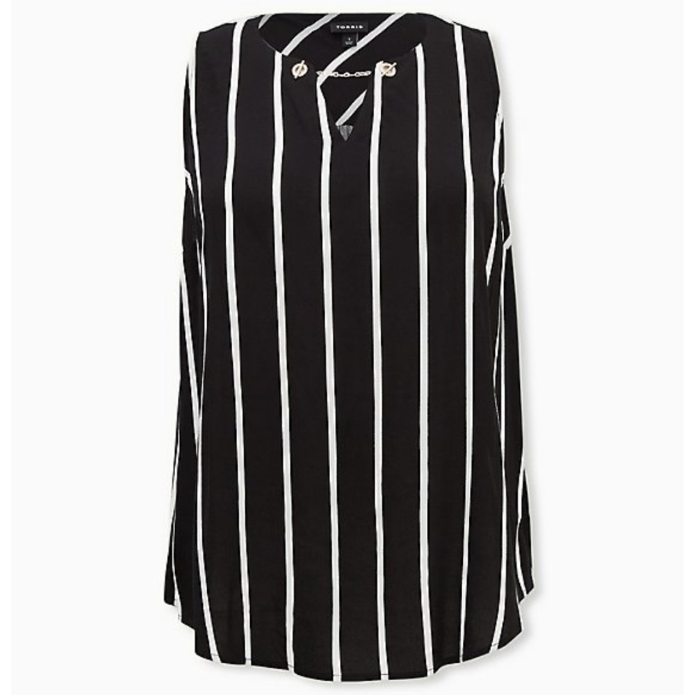 NWT Torrid Black & White Stripe Chain Front Tank sz 0/L